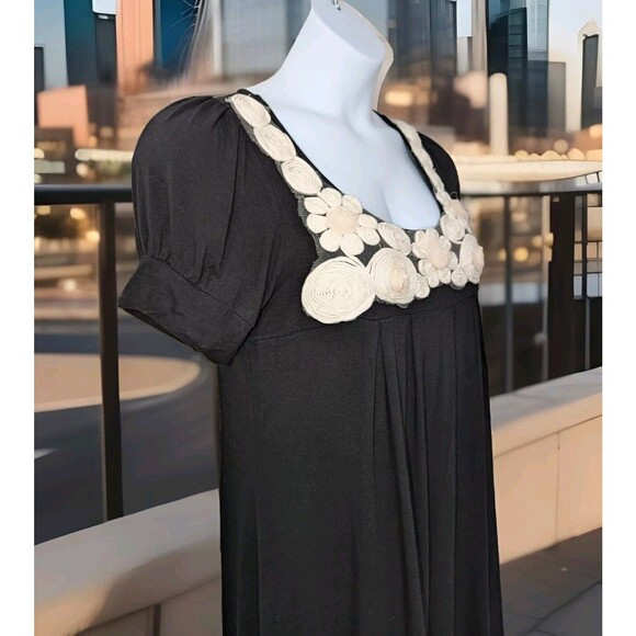 Boho Floral Top Women's Size Large Black And White - Picture 4 of 5